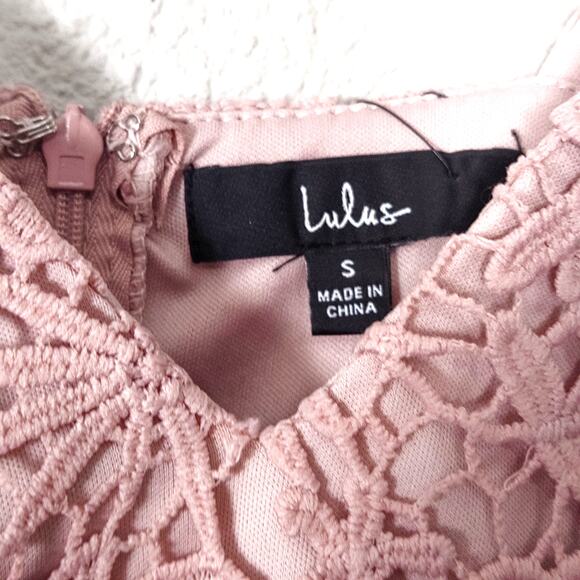Lulus Pink Chiffon Dress Lace Bodice Spaghetti Strap Size S Bridesmaid - Picture 9 of 9